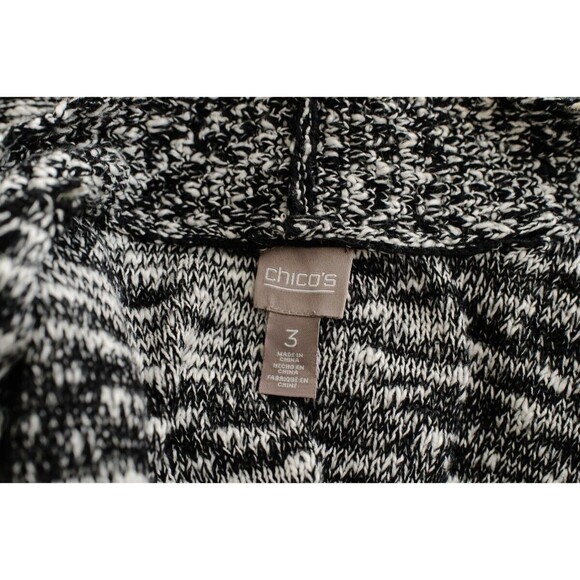 Chico's womens short sleeve knit open cardigan black and white L - Picture 3 of 7